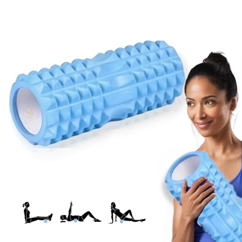 Foam Roller, Rodillo Masaje Muscular para Piernas, Espalda, Brazos, Rulo Masaje Muscular Profundo para Liberar Tension Muscular 30x8cm, Rodillo de Espuma para Terapia, Fitness, AZUL CLARO