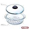 Pyrex - Doppio cestello vapore 20cm e coperchio con manopola - Cottura a vapore - Vetro borosilicato - Made in France (2 cestelli vapori), ALB238-LOG