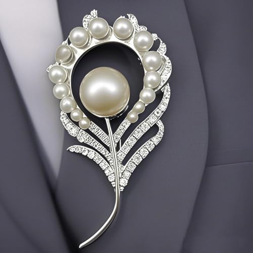 Image of Rhinestone Brooches Pin for Women Men Fashion Crystal Delicate Leaf Brooch Lapel Pins Elegant Dress Accessories