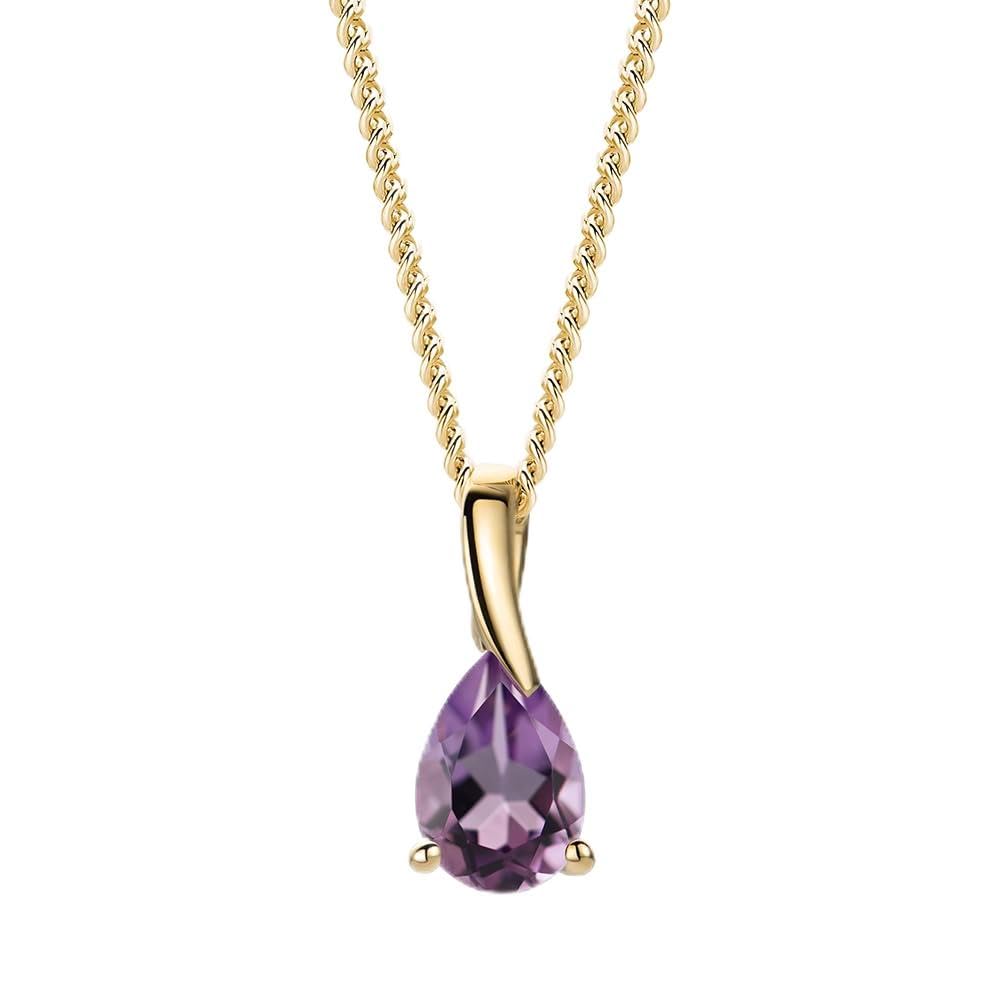 MIORE Schmuck Damen, Edelstein Kette mit Anhänger 9K 375 Gelbgold/Weißgold und Saphir/Rubin/Smaragd/Topas/Amethyst/Aquamarin, 18K Vergoldete Silberkette/Kette Silber, Halskette Damen mit Schmuckbox