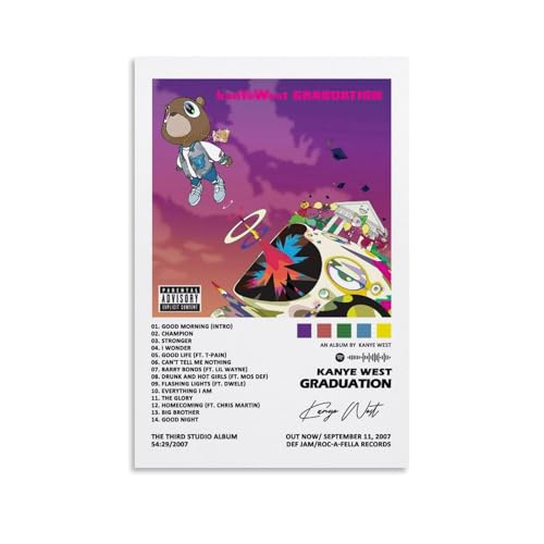 aizhimi Kanye Musikposter West Graduation Musikposter für Zimmer, ästhetische Leinwand, Wandkunst, Schlafzimmer-Dekoration, 30 x 45 cm