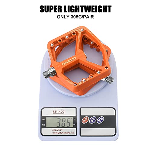 Vanolu Mountain Bike Pedals Mtb Bike Platform Pedals Non-Slip Lightweight Nylon Fiber Bicycle Platform Pedals 9/16 Inch For Road Mountain Bmx Mtb Bikes Orange #TOP5