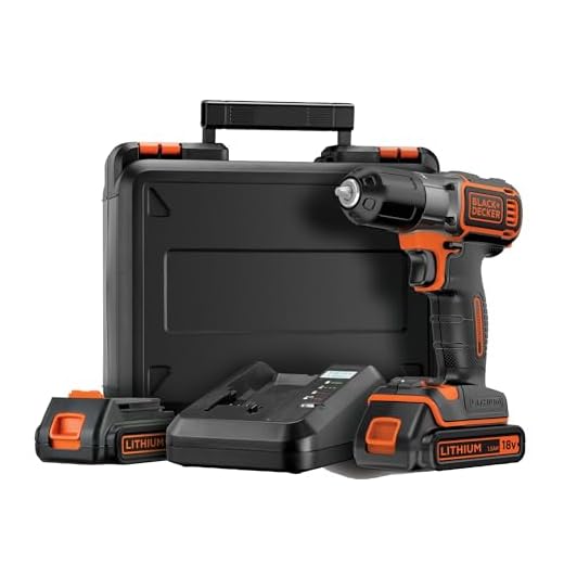 Black+Decker Autosense Akku-Bohrschrauber (Akkubohrer mit Autoselect-Technologie und LED-Arbeitslicht zum Bohren in Holz und Metall und zum Schrauben – 1 x Akkuschrauber Li-Ion 18 V + 2 Akkus) ASD18KB