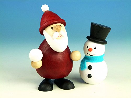 Kunsthandwerk Ullrich Holzfigur Weihnachtsmann mit Schneemann HxB...