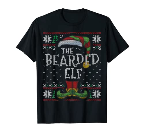 Bearded Elf Family Christmas Matching Ugly Sweater Pajama Camiseta