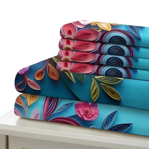 Housse de Couette Microfibre 3D Composition Florale avec 2 Taies d'Oreiller - 7