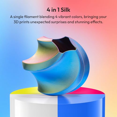 Image of AMOLEN Silk PLA 3D Printer Filament Bundle, Shiny Silkverse 4 Colors in 1 Filament 1.75mm Pack Multi Color from 4 Angles, 1kg Blue Yellow Red White