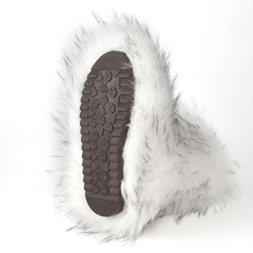 Image of Fashion Fur Boots,Flat Heel Comfy Plush Warm Snow Booties,2025 Winter Outdoors Furry Boots,Mid-Calf Faux fur Boot for Women.
