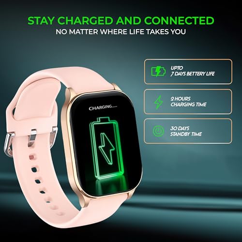 Image of PunnkFunnk Nexoro 2.01 inch Smartwatch for Men & Women Bluetooth Call, Heart Rate, SpO2, Sleep & 100+ Sports Modes, IP68 Waterproof, Compatible with Android & iPhone(Pink)