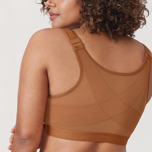Image of DELIMIRA Women's Full Coverage Front Closure Wire Free Back Support Posture Bra