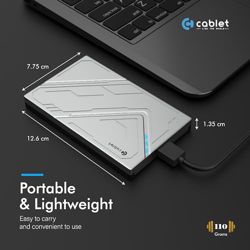 Image of CABLET 2.5 Inch SATA 5Gbps USB 3.0 HDD /SSD Portable External Enclosure for 7mm and 9.5mm, Tool-Free Design, Supports UASP Max 6TB