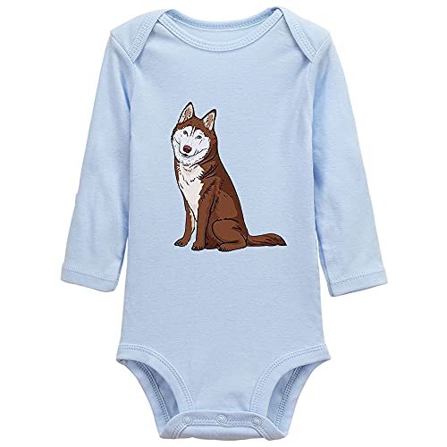 Siberian Huskies Husky Dog Newborn Long Sleeve Romper, to Baby' Mom Dad' Gifts Blue