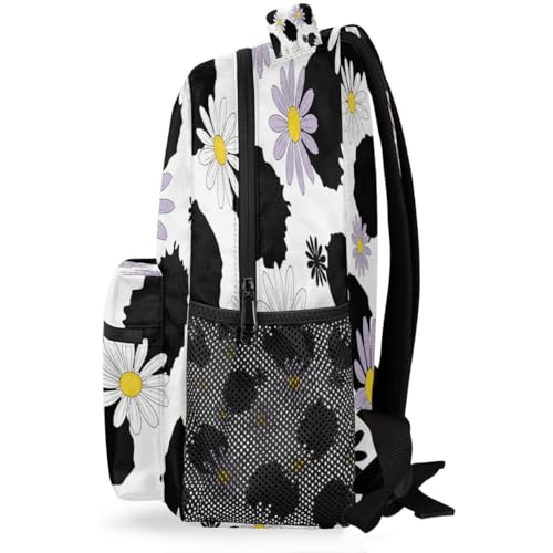 Mochila para portátil 15.6 escolar ligera con diseño de margaritas para la universidad 3