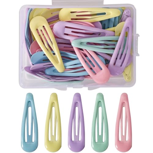 Pinzas para el pelo para niña, niña, clip a presión de metal, pinza para de 5 cm para niñas, mujeres y niños, accesorio para el cabello con clip a presión de metal colorido (macaron)