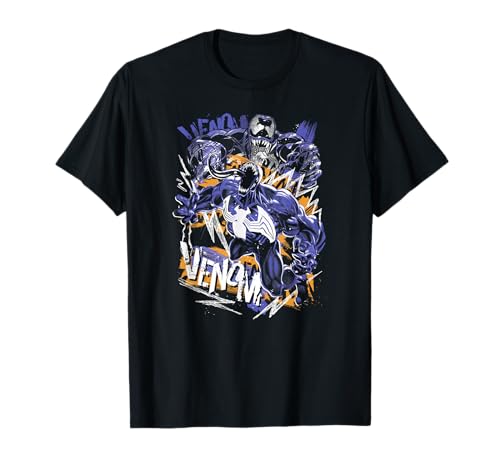 T-shirt Venom imprimé graffiti artistique haut bleu marine en taille Medium