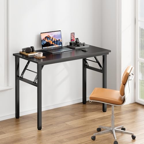 Image of Need Office Computer Desk 35.8 Inch Sturdy Folding Laptop Table Black