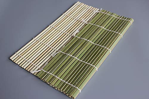 LEQC 10pc Set bamboo Sushi Mat 9.5\" X 9.5\" Sushi Roller - Chef Grade Bamboo Sushi Rolling Mat - Premium Quality Sushi Mat Roller (green)