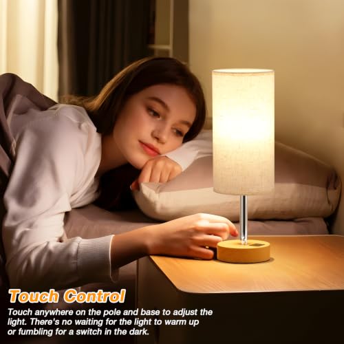 Dicoool Bedside Table Lamp for Bedroom - 3-Way Dimmable Touch Lamp, USB A+C - Image 2