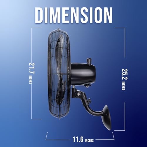 Tornado 20 Inch Pro Series High Velocity Oscillating Waterproof Outdoor Wall Mount Fan For Industrial, Commercial, Residential Use 3 Speed 5250 CFM UL Safety Listed by Tornado - Image 2