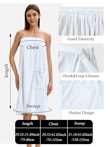 Image of Towel Wrap For Women After Shower,Plush Bath Robe Female,Sauna Spa Wrap Around Towels With Pockets
