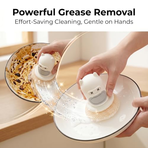 Image of Refillable Soap Dispensing Dish Brush, | Palm Grip Kitchen Scrubber, Heavy-Duty for Dishes Pots Pans Nonstick Cookware, BPA-Free Food-Safe Kitchen Cleaner (Green)