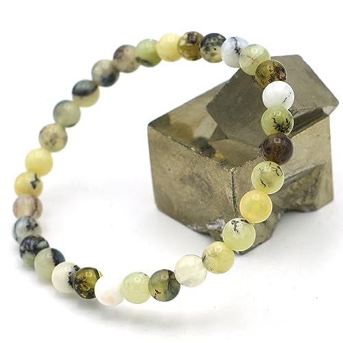 Miracles Minéraux Bransoletka, okrągłe perły, 6 mm, kamień naturalny, francuskie rzemiosło, ponad 60 możliwości wyboru, Kamień naturalny / kamień szlachetny obwód nadgarstka 17-18 cm (rozciągliwy)