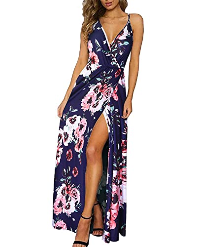 II ININ Women's 2024 Summer Beach Wedding Guest Dresses V Neck Spaghetti Strap Hawaiian Vacation Long Maxi Dress
