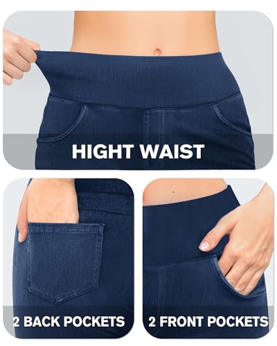 CLOZOZ Flared Jeans for Women High Waisted Stretchy Pull On Bell Bottom Flare Leggings with Pockets4