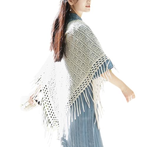 Shawl, Elegant Spring Crochet Shawl For Women Fringed Knitted Wrap