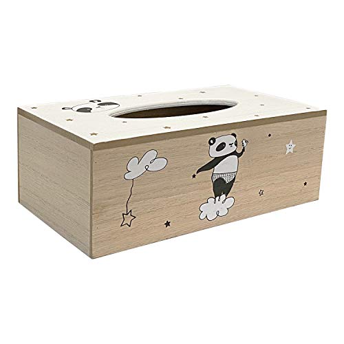 Mojawo Boîte à mouchoirs en bois Blanc/naturel l 13 x l 25 x H 9 cm Cover