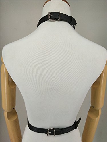 keland Fetisch Damen Leder Brust Harness Brustgurt Schulter-Auflagen Einstellbar (Schwarz-1)