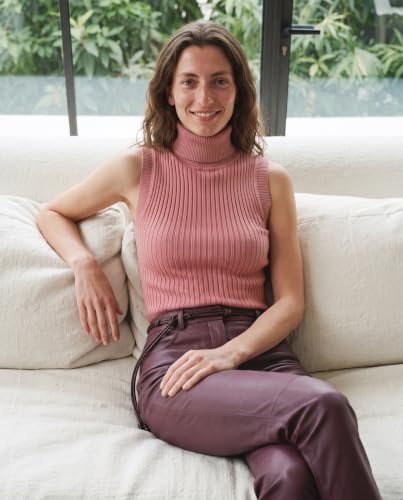 Image of v28 Women Sleeveless High Neck Turtleneck Stretchable Knit Sweater Top