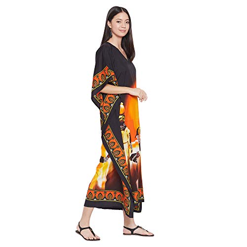 Image of Oussum Plus Size Kaftan Dresses for Women, Polyester Summer Caftan Cover Up Maxi Beach Dress, 1X-3X