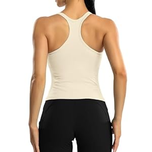 ATTRACO Women Ribbed Workout Crop Tops with Built in Bra Yoga Racerback Tank Top Tight Fit