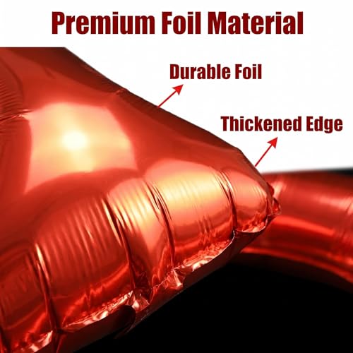Image of Number 10 Balloon Foil Mylar Balloons for Birthday Party Decoration (Red, 32 Inch)