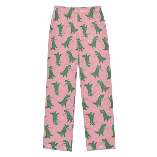 ZZXXB Dinosaur Xmas Light Bulb Boys Long Pants Soft Trousers Elastic Waist Kids Lounge Bottoms with Pockets S-XL