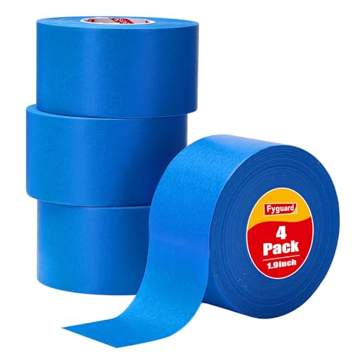 Fyguard 4 Rolle Malerkrepp 50m x 48mm Kreppband Blau Maler Klebeband Masking Tape Abklebeband Maler Universal für Malerarbeiten Renovierungen Handwerke