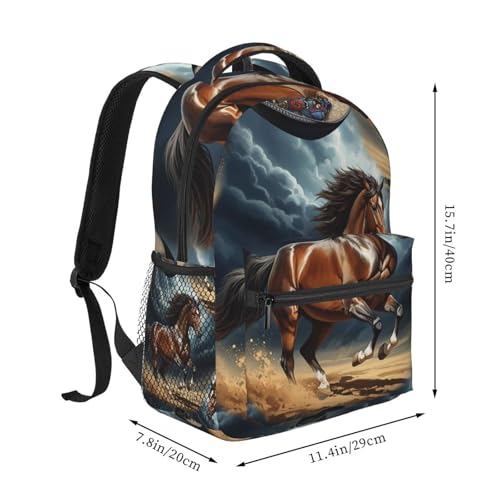 Anti Theft Business Travel Backpack Animal Wild Horse College Daypack, Secure and Practical2