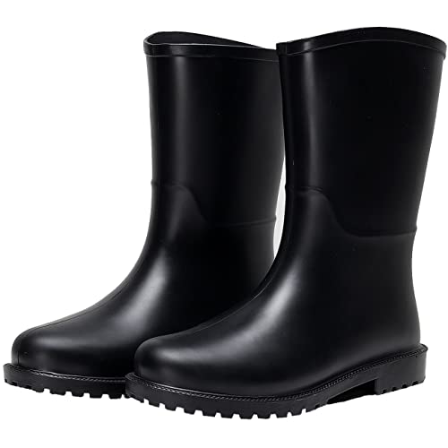 Yvmurain women mid calf rain boots Waterproof Garden Shoes Anti-Slipping Fashion Rubber Out Work rain Shoes