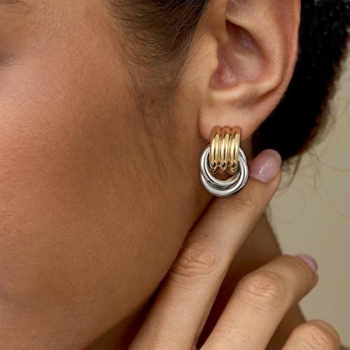 Image of SHERLOVE Chunky Knot Gold Earrings Women Statement Drop Dangle Earrings | 14K Gold Plated Hypoallergenic Lightweight,Trendy Dainty Elegant Cute,Women Gold Jewelry Fashion Accessories Gifts