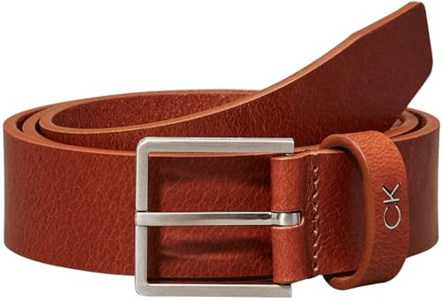 Calvin Klein Uomo Cintura Formal Plaque Belt 3.5 cm Cintura in Pelle, Marrone (Cognac), 85 cm