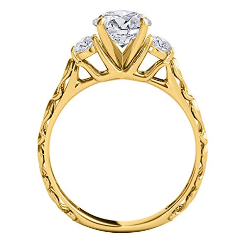 MauliJewels 0.50 Ct. Three-Stone Diamond Engagement Ring Women, 14K Solid Gold3