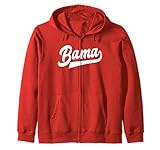 Bama Alabama White Script Design Southern Zip Hoodie