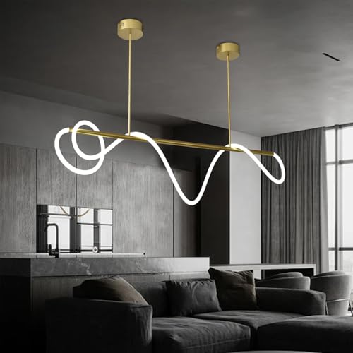 Modern Linear Chandelier Modern Gold Chandelier Light Fixture 39.4 Inch LED Pendant Light for...