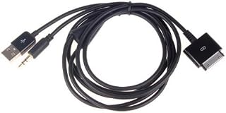 MEETOZ 30Pin Dock Connector to USB and 3.5mm Audio Cable FOR iPod (except iPod Shuffle), iPhone, iPad - Black