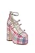 sexytag Women's Mary Jane Platform Heels Chunky Block Heel Multi Plaid Fabric Pumps with Bow Round Toe Ankle Strap High Heel Dress Shoes Pink Size 8.5