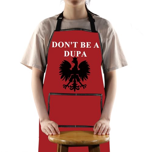 G2TUP Polish Apron Polish Gift Don't Be A Dupa Polska Aprons Pierogi Lover Apron Dyngus Day Gift Poland Kitchen Gifts (RedDupa)