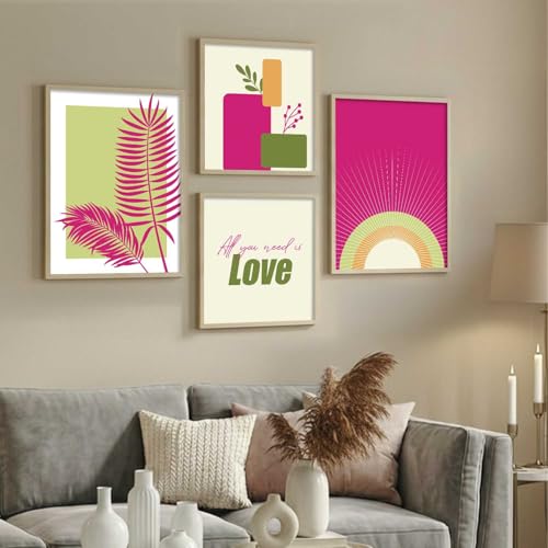 Image of Kalit Kala Decor Paintings for wall decoration with frame | Leaf Nature Paintings for living room, bedroom | Set of 4 (Art 3, Big (13x17 or 13x13))