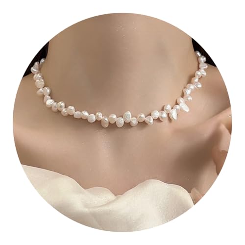 Women's Natural Freshwater Small Baroque Pearl Clavicle Necklace, Irregular Shaped Trendy Jewelry2