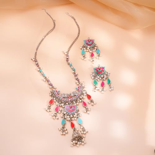 Image of Rubans Oxidised Necklace Set Indian Tribal Style Ethnic Jewellery Gift for Women & Girls